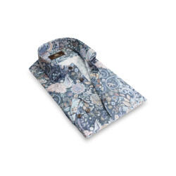 Circle of Gentlemen Mojiz linnenhemd print multicolor blauw/grijs