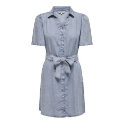 Only onlhelena ss belted dnm dress qyt 15319299 light blue denim