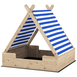 4goodz Aiyaplay zandbak met weerbestendig tentdak, voor 3 kinderen 120x120x126,5