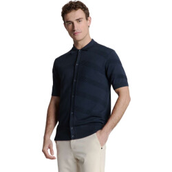 No Excess Pullover short sleeve full button p deep blue