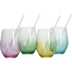 Ritzenhoff & Breker Cocktailglazen gekleurd 4 stuks, met 4 glazen rietjes