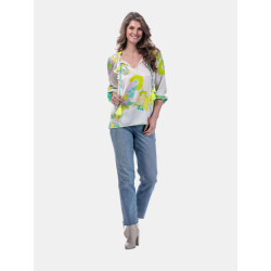 Mucho Gusto ® blouse milano groen blauw bloem elegantie