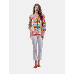 Mucho Gusto ® blouse milano oranje roze patchwork