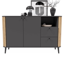 CaliCosy Dressoir met 2 laden, 2 deuren en 1 nis l 138 cm pure