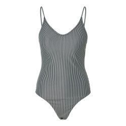 Pieces Dames badpak pcbaomi ronde hals zwart/wit gestreept