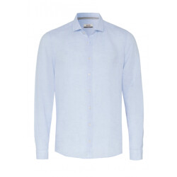 Pure 3805-21110 102 plainlight blue heren linnen overhemd lange mouw