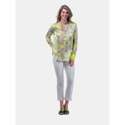 Mucho Gusto ® blouse monza luipaard mg groen blauw
