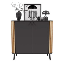 CaliCosy 2-deurs dressoir in antracietgrijs en artisanaal eiken l92 cm pure