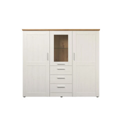 CaliCosy Dressoir 3 deuren waarvan één met gehard glas, 3 laden l159 cm shade