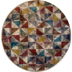 Muratap Picasso sahra vintage rond vloerkleed multi laagpolig- 200 cm rond