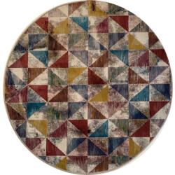 Muratap Picasso sahra vintage rond vloerkleed multi laagpolig- 133 cm rond