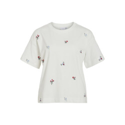 Vila vimonie flower emb s/s o-neck 14106761 color flowers