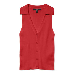 Vero Moda vmwillow sl v-neck polo top 10330770 fiery red