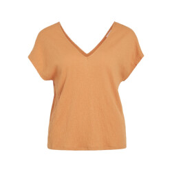 Vila visyma lace v-neck cap sleeve top/d 14105378 golden ochre