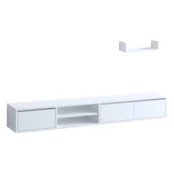 CaliCosy Set tv-meubel met 3 deuren en wandplank wit l180 cm alcor