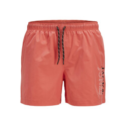 Jack & Jones Heren zwemshort jpstmaui double logo effen hot coral
