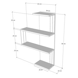 CaliCosy Wandplank met 4 legplanken h96 cm cambel