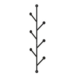 CaliCosy Verticale wandkapstok met 6 haken in zwart metaal h94 cm ponpon