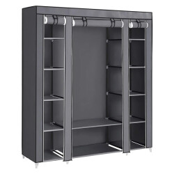 CaliCosy Opvouwbare stoffen kledingkast met stang en planken l140 cm