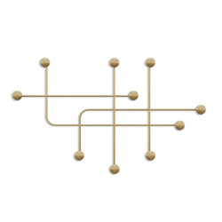 CaliCosy Kapstok voor aan de muur met 9 haken in goudkleurig metaal h64 cm samara