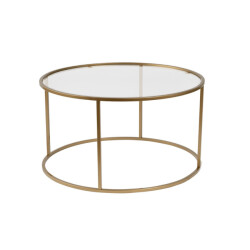 CaliCosy Ronde salontafel met glazen blad d80 cm aurum