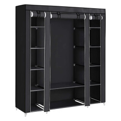 CaliCosy Kledingkast van stof met 12 niveaus en kledingstang l150 cm