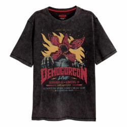 Li-cense Stranger things unisex volwassen demogorgon acid wash t-shirt