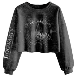 Li-cense Harry potter dames zweinstein sterrenbeeld acid wash crop sweatshirt
