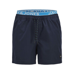Jack & Jones Heren zwemshort jpstmaui neon dubbele waistband donkerblauw/lichtblauw