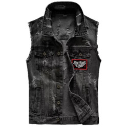 Li-cense Stranger things hellfire mouwloze denim jas voor volwassenen