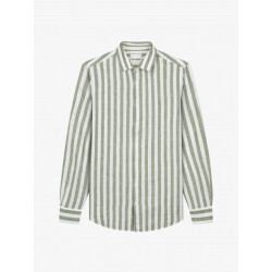 Van Harper Linnen shirt sh109 olive stripe heren overhemd lange mouw -
