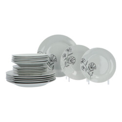 Secret de Gourmet Porseleinen serviesset azalea 6-persoons 18-delig wit/