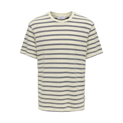 Only & Sons Onsian reg ss stripe struct tee ecru dessin