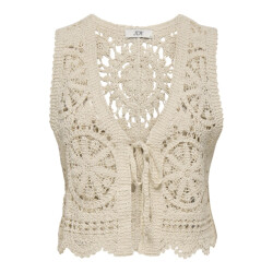 Jacqueline de Yong vic s/l v-neck tie vest knt 15347425 tapioca