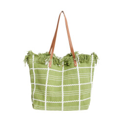 Smashed Lemon 56030 shopper schoudertas leger groen met wit geruit