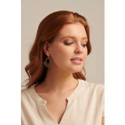 Smashed Lemon 60013 zilveren boho waaier oorbellen met tribal patroon