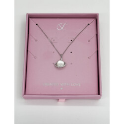 Smashed Lemon 64038 fijn zilveren ketting met kattenoog steen saturnus