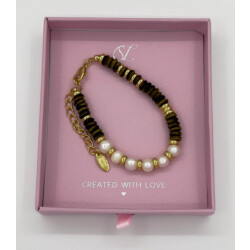 Smashed Lemon 62054 gecombineerde parels en kwartsen kralen armband