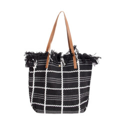 Smashed Lemon 56030 shopper schoudertas zwart met wit geruit