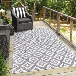 Muratap Sun in- & outdoor vloerkleed laagpolig modern grijs wit- 160x230
