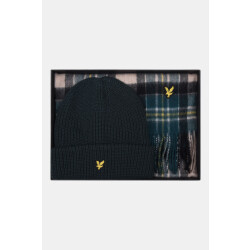 Lyle and Scott Lambswool bliend checked beanie&scarf gift set