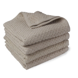 DoubleDry Handdoekenset popcorn weave 4 stuks 70x140 cm 100% katoen -