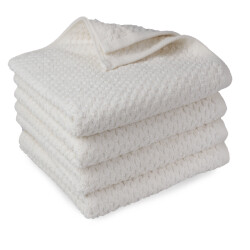 DoubleDry Handdoekenset popcorn weave 4 stuks 70x140 cm 100% katoen -
