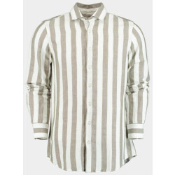 Born with Appetite Casual hemd lange mouw curtis li-co shirt wide strip 25107cu02/367 olive night