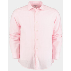 Bos Bright Blue Casual hemd lange mouw linnen katoen shirt lm 42540015i/502 rosa