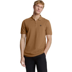 No Excess Polo zip pique garment dyed camel
