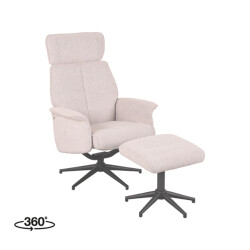 Label51 Fauteuil verdal naturel boucle incl. ottoman