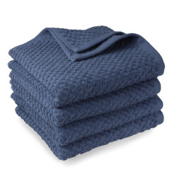 DoubleDry Handdoekenset popcorn weave 4 stuks 70x140 cm 100% katoen -