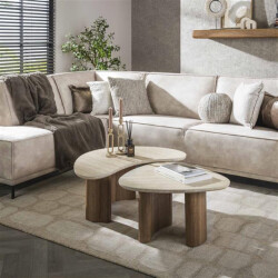 Hoyz salontafel romano organic travertin look set van 2