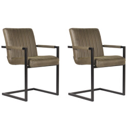 Label51 Eetkamerstoel milo army green microfiber set van 2